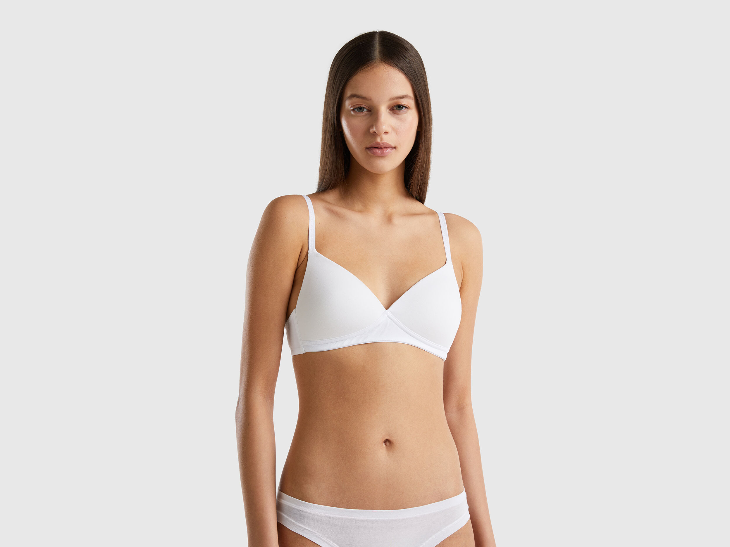 Reggiseno imbottito in cotone bio Bianco Donna Benetton