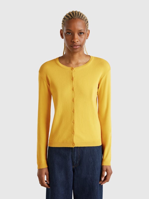 Cardigan girocollo in puro cotone Donna