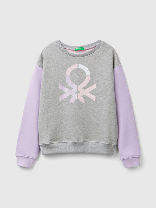 Felpa 100% cotone con logo glitter Bambina