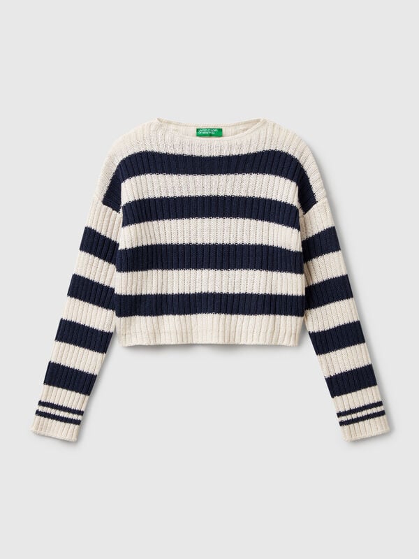 Maglia a righe bicolor Bambina