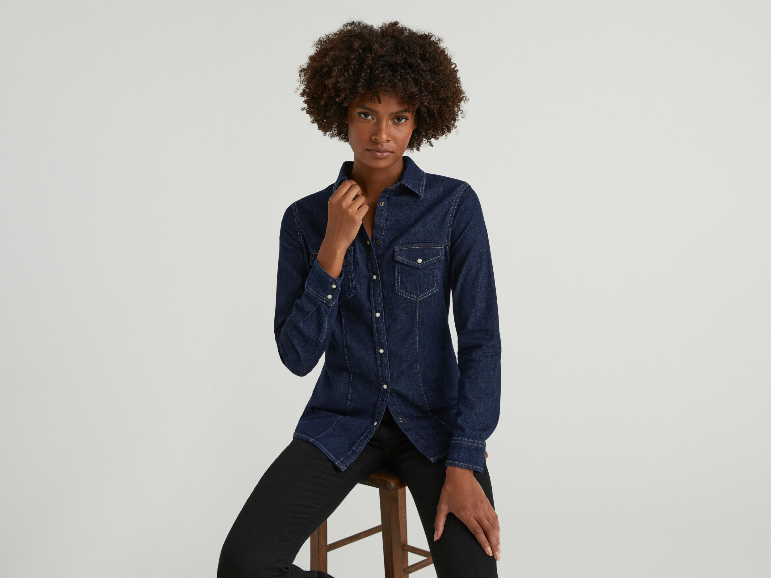 Camicia Di Jeans Con Tasche United Colors of Benetton Abbigliamento Camicie Camicie denim 