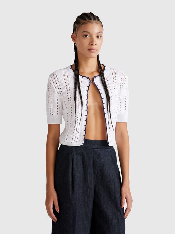 Cardigan cropped traforato Donna
