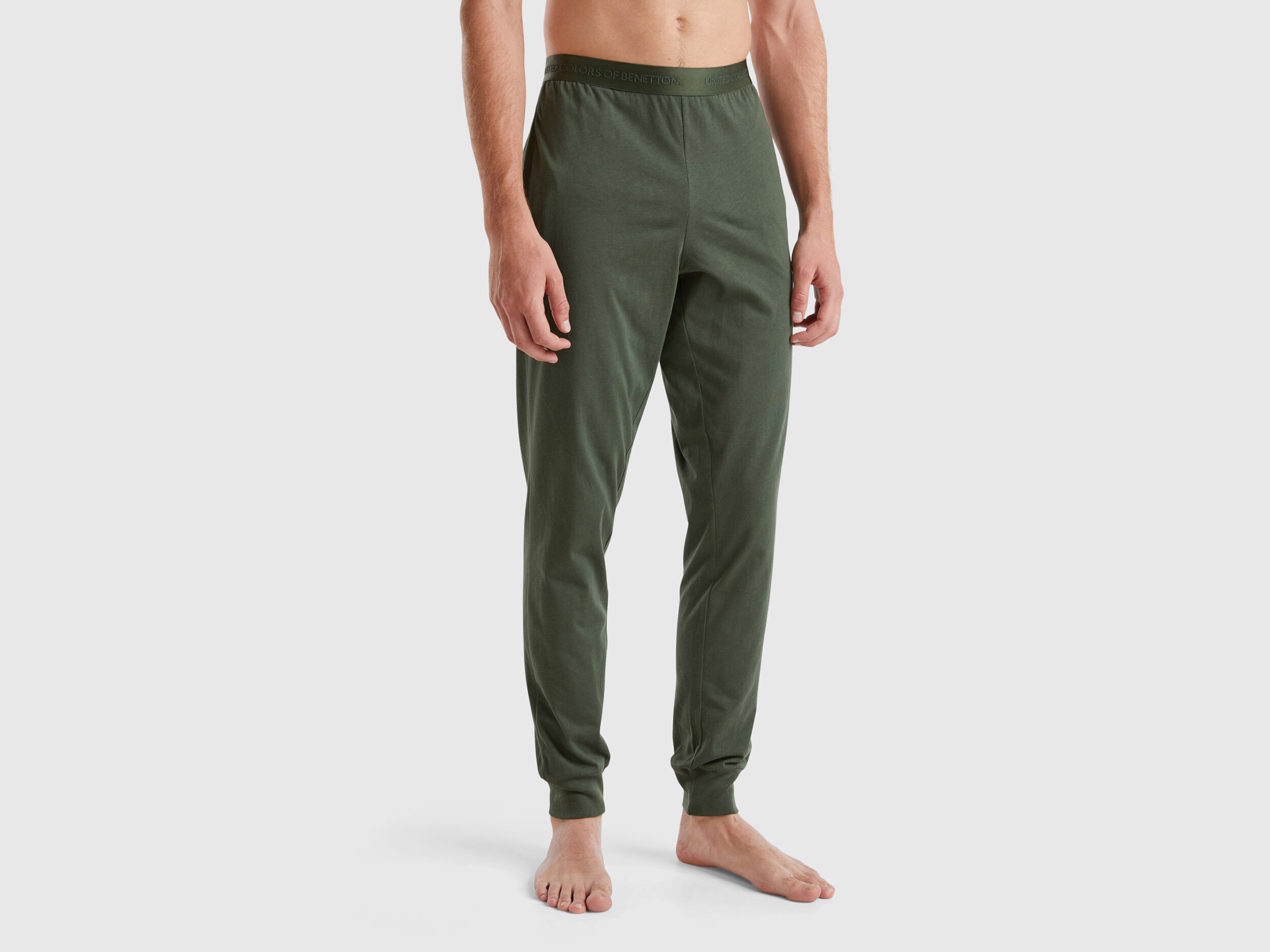Pantaloni con elastico logato Verde Militare Benetton