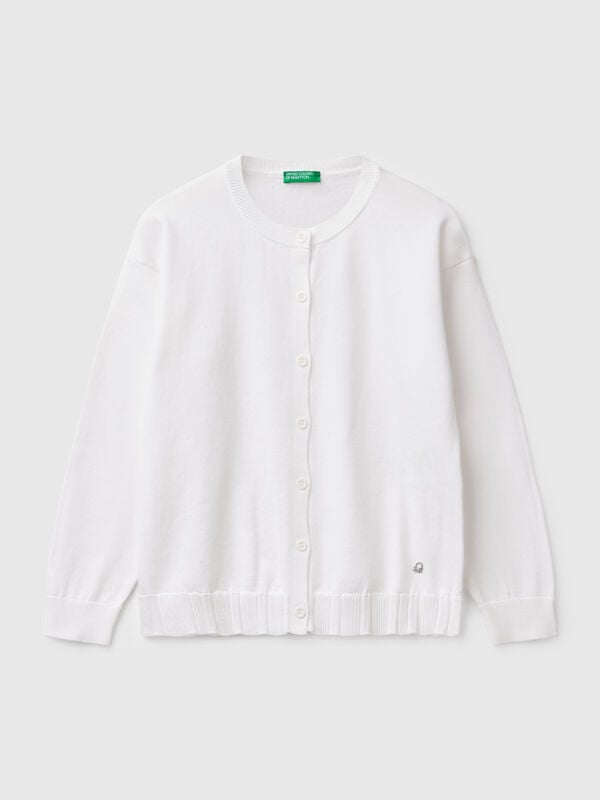 Cardigan girocollo in puro cotone Bambina