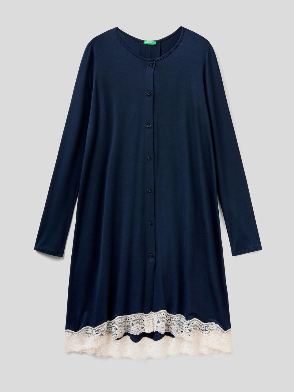 Camicia da notte fluida con pizzo image number 1