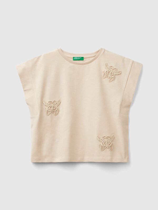 T-shirt con patch macramè Bambina