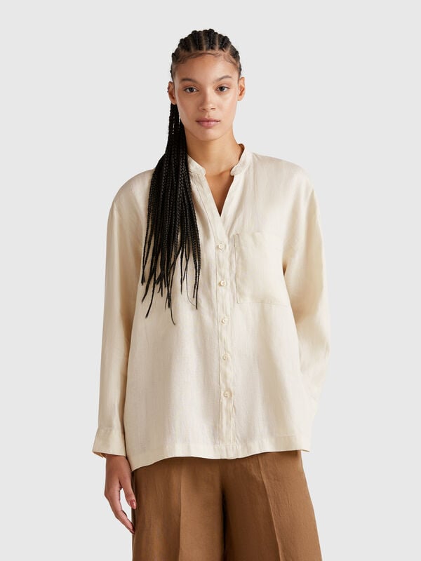 Camicia over in puro lino Donna
