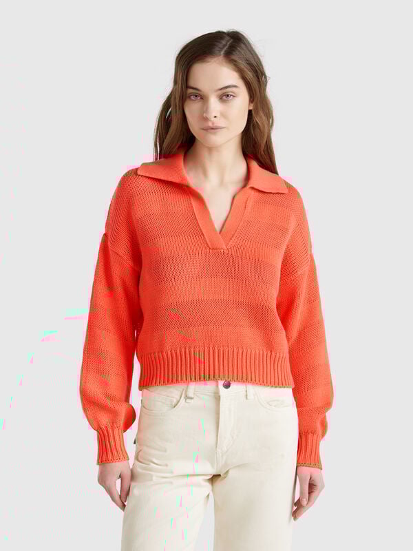 Maglioncino a polo 100% cotone Donna