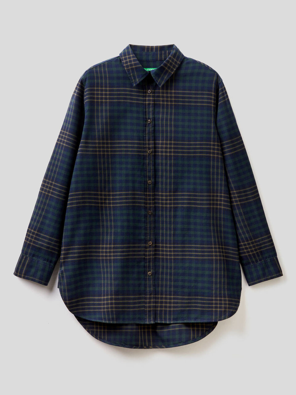 Camicia lunga a quadri in 100% cotone image number 1