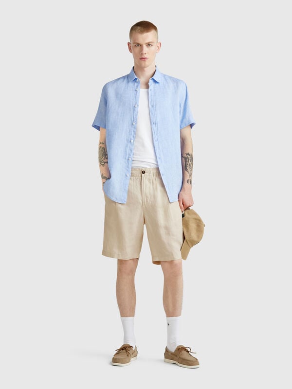 Bermuda con coulisse in puro lino Uomo