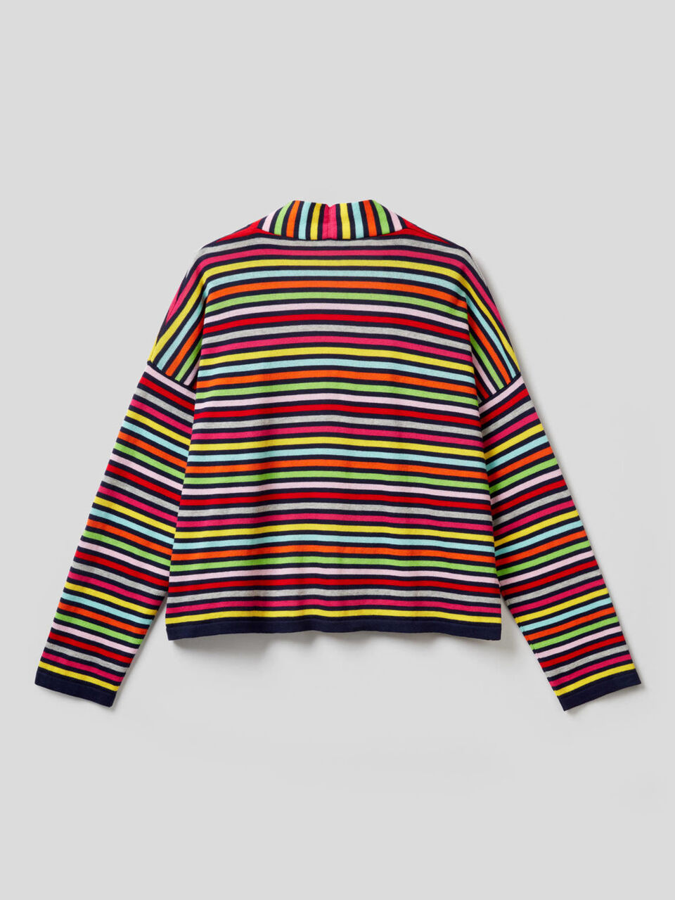 Cardigan a righe colorate in puro cotone image number 2
