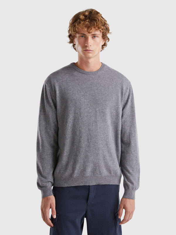 Maglia grigio scuro in pura lana Merino Uomo