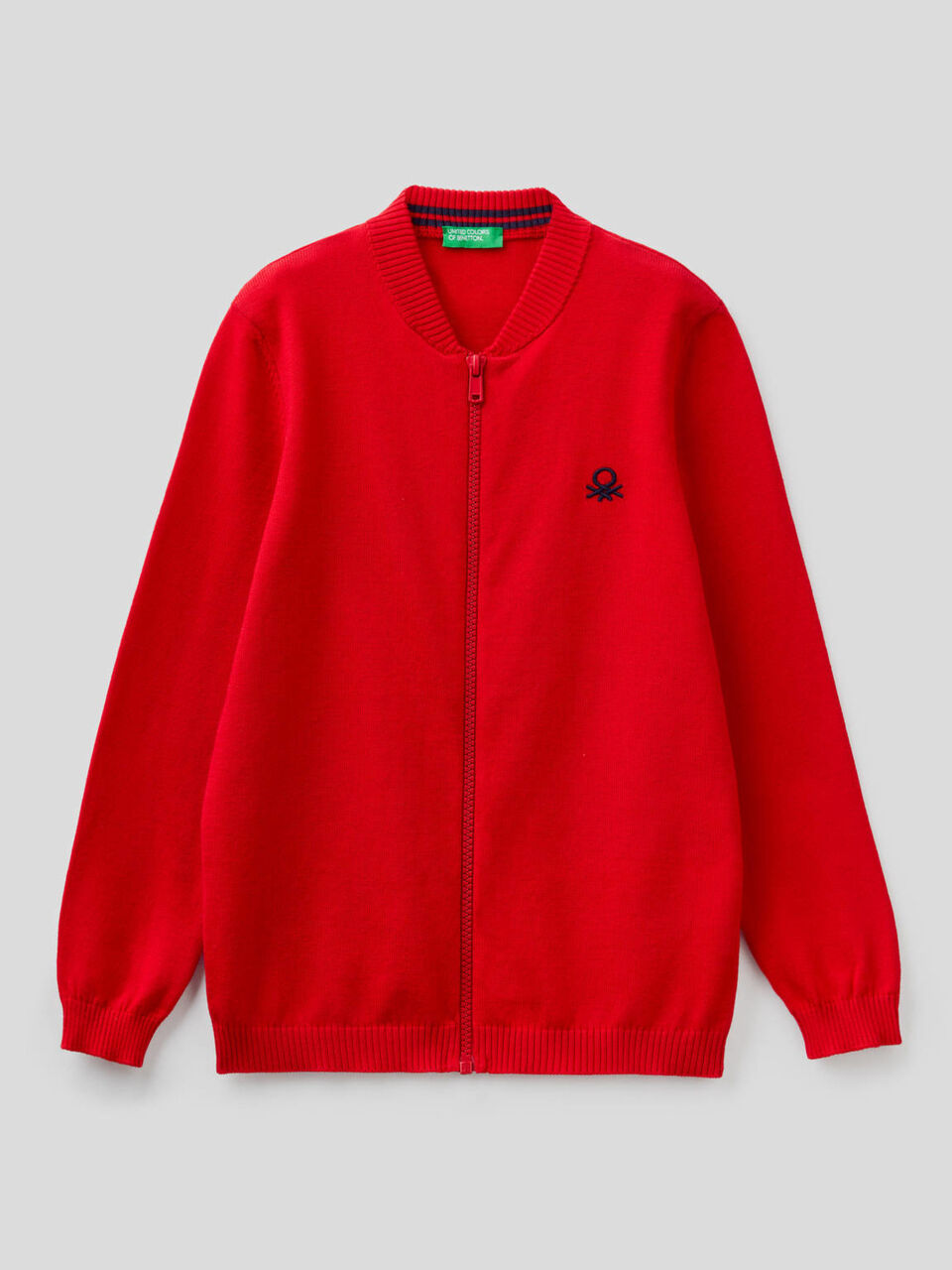 Cardigan con zip in puro cotone image number 1