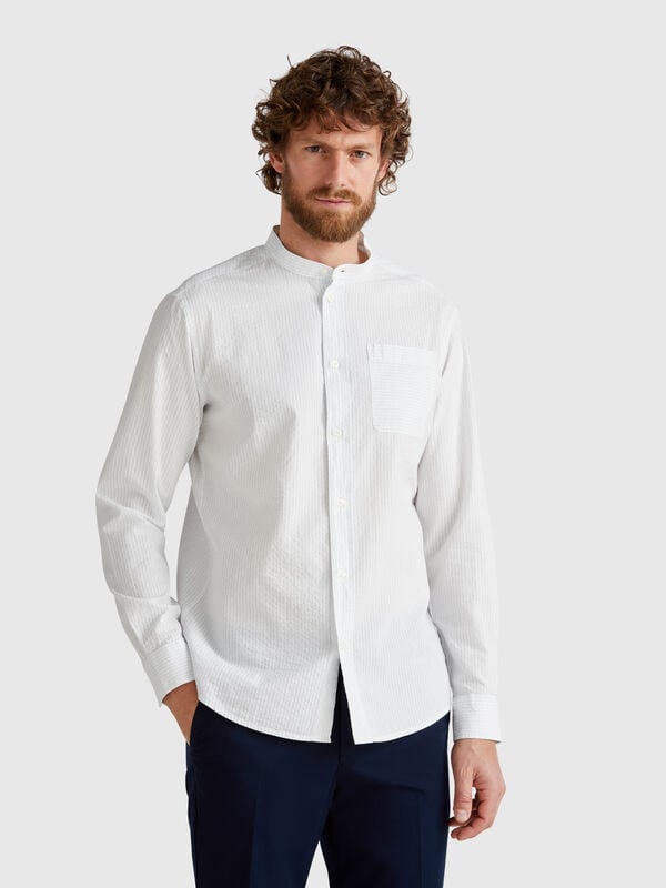 Camicia coreana a righe Uomo