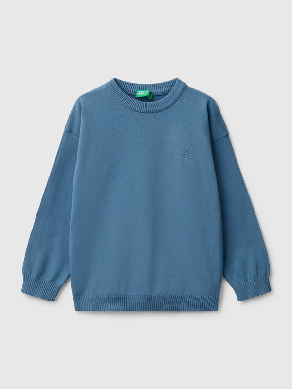 Maglioncino in puro cotone con logo Bambino