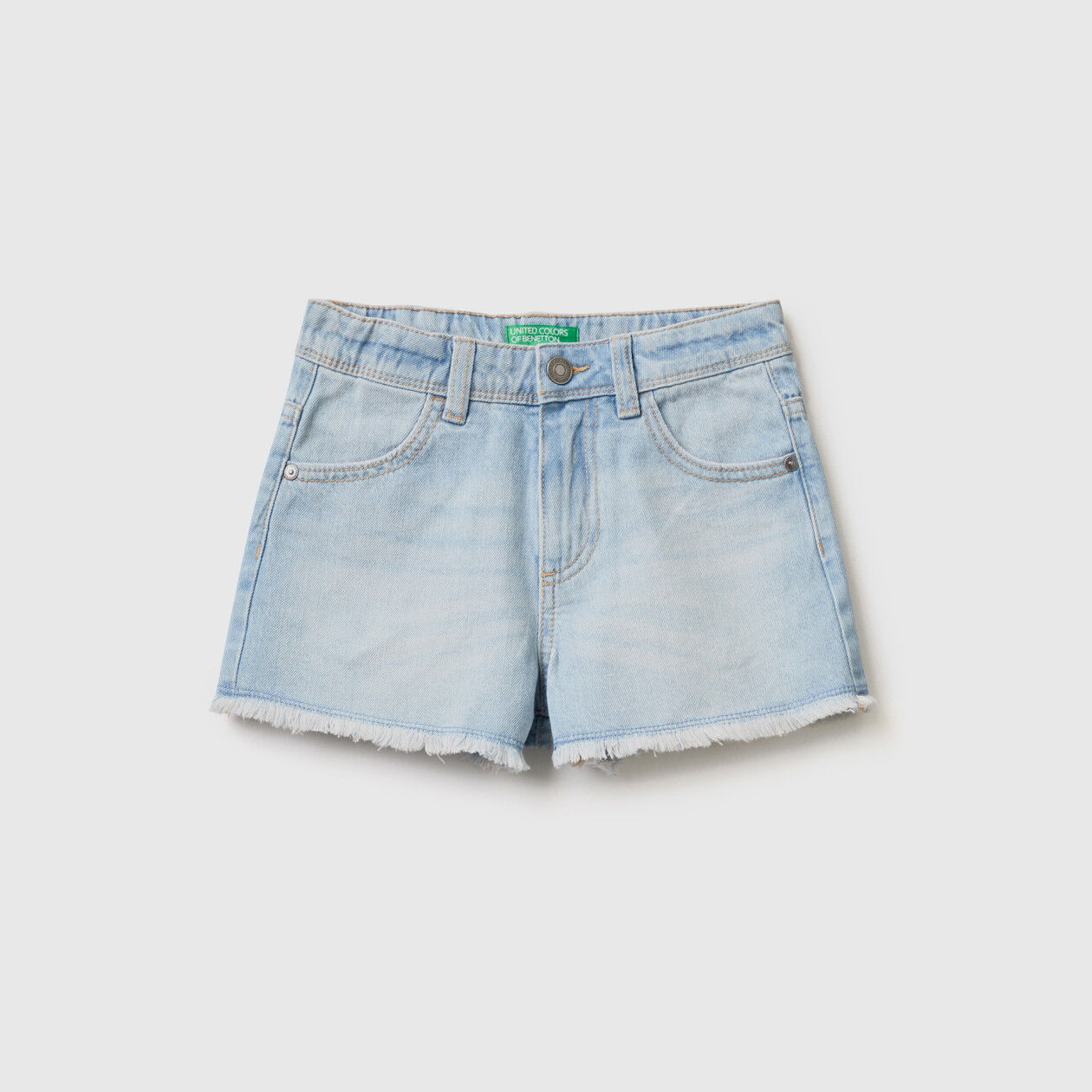 Shorts di jeans sfrangiati Azzurro Bambina Benetton