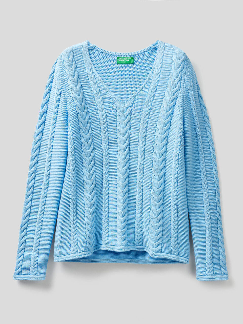Maglia a trecce in puro cotone image number 1