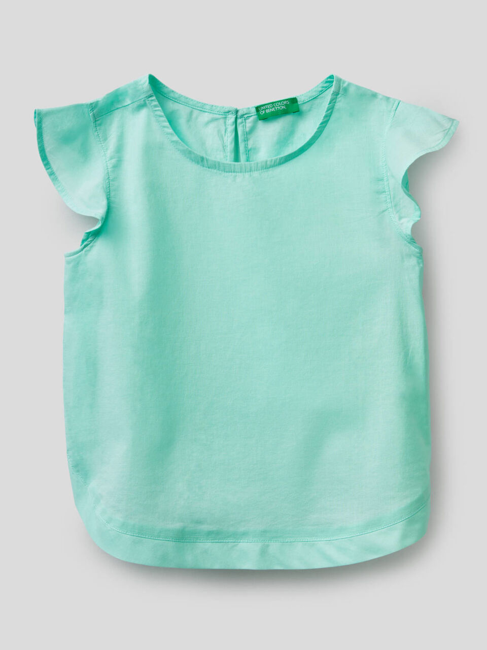 Blusa in cotone con manica volant image number 1
