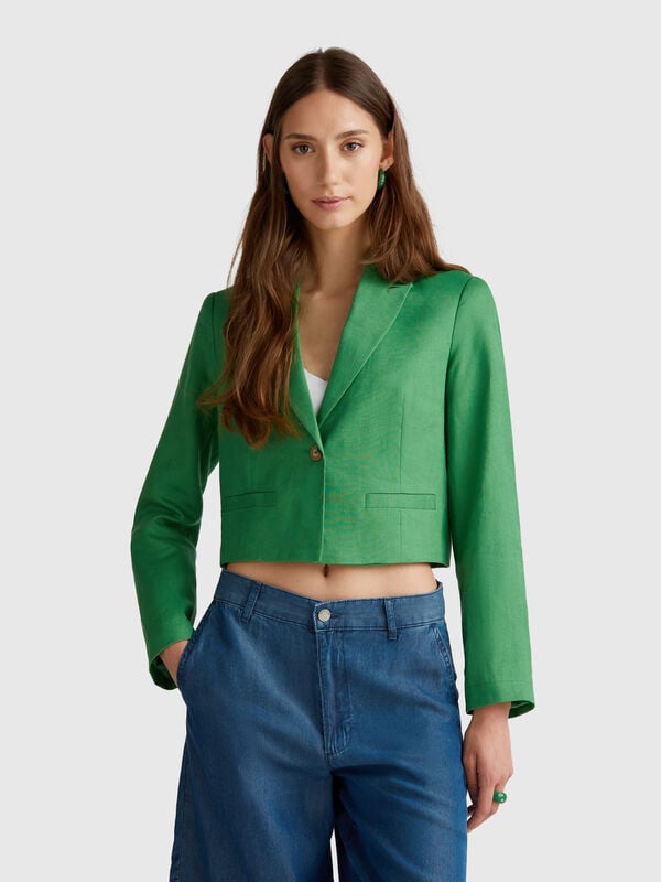 Blazer corto in puro lino Donna