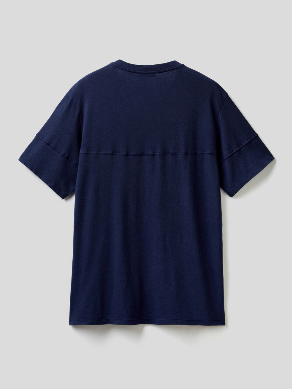T-shirt tinta unita in misto lino image number 2