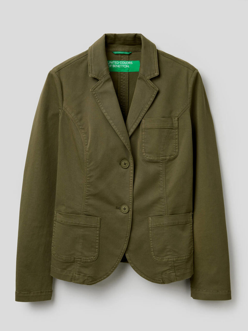 Blazer sciancrato in cotone stretch image number 1