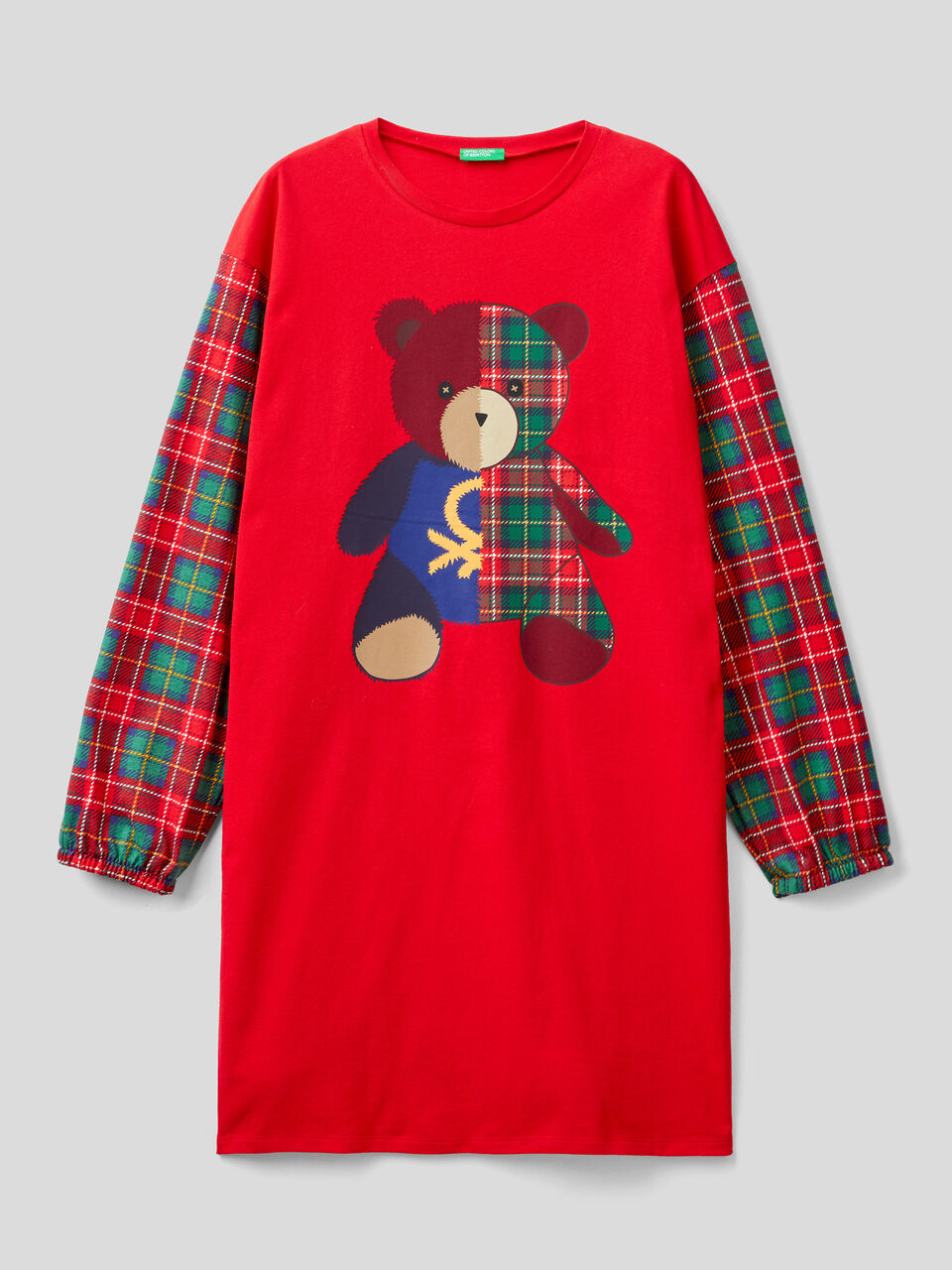 Camicia da notte con manica tartan image number 1