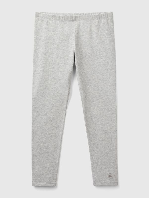 Leggings in cotone stretch con logo Bambina