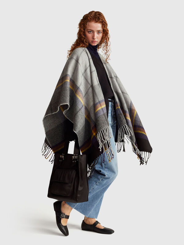 Mantella a quadri jacquard Donna
