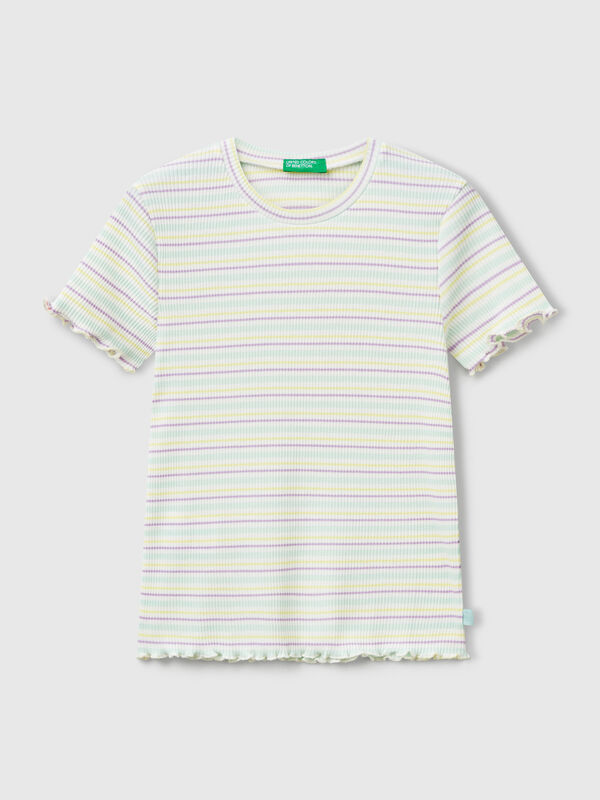 Maglietta a righe in cotone stretch Bambina