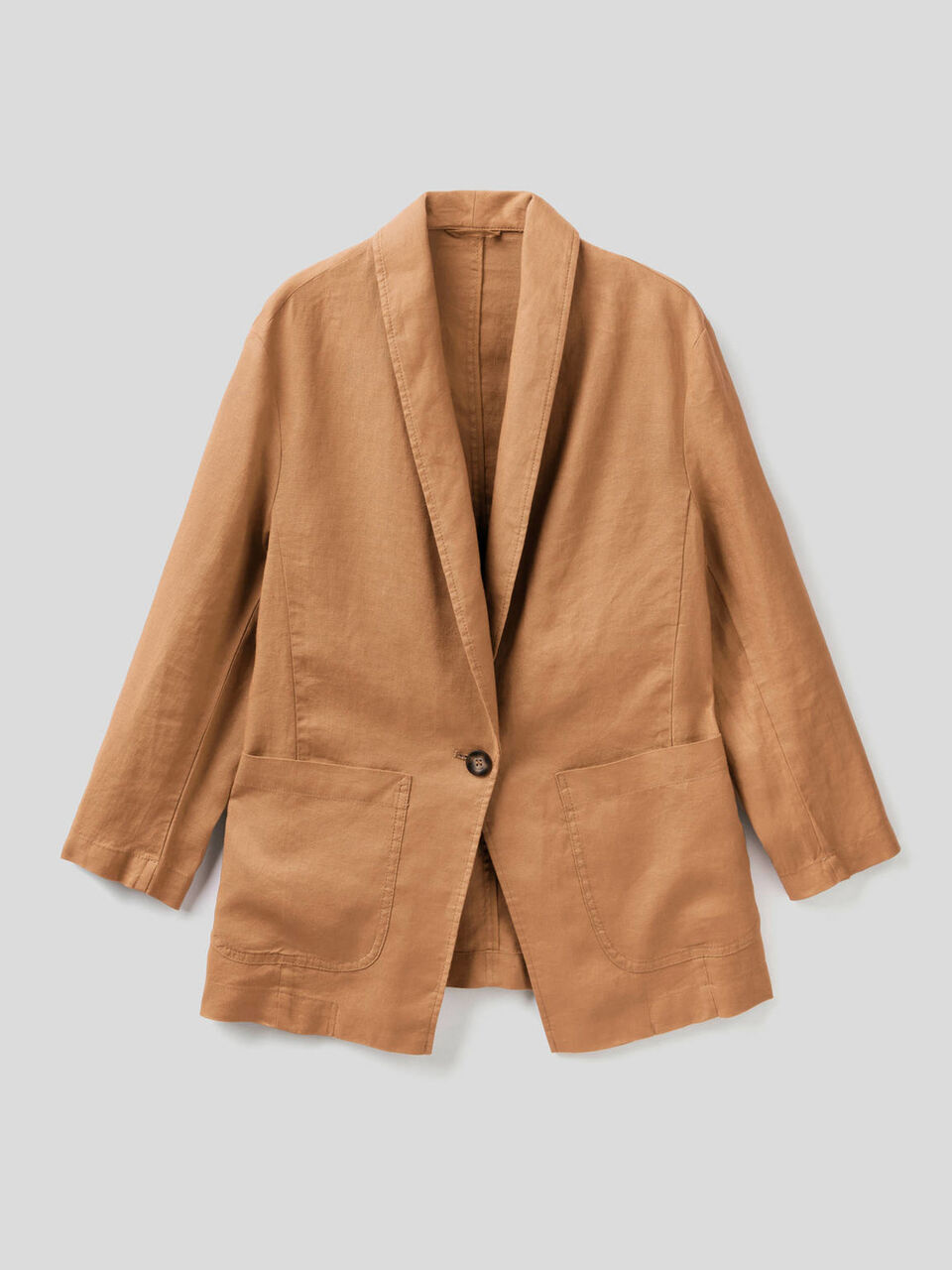 Blazer in lino con manica a 3/4 image number 1