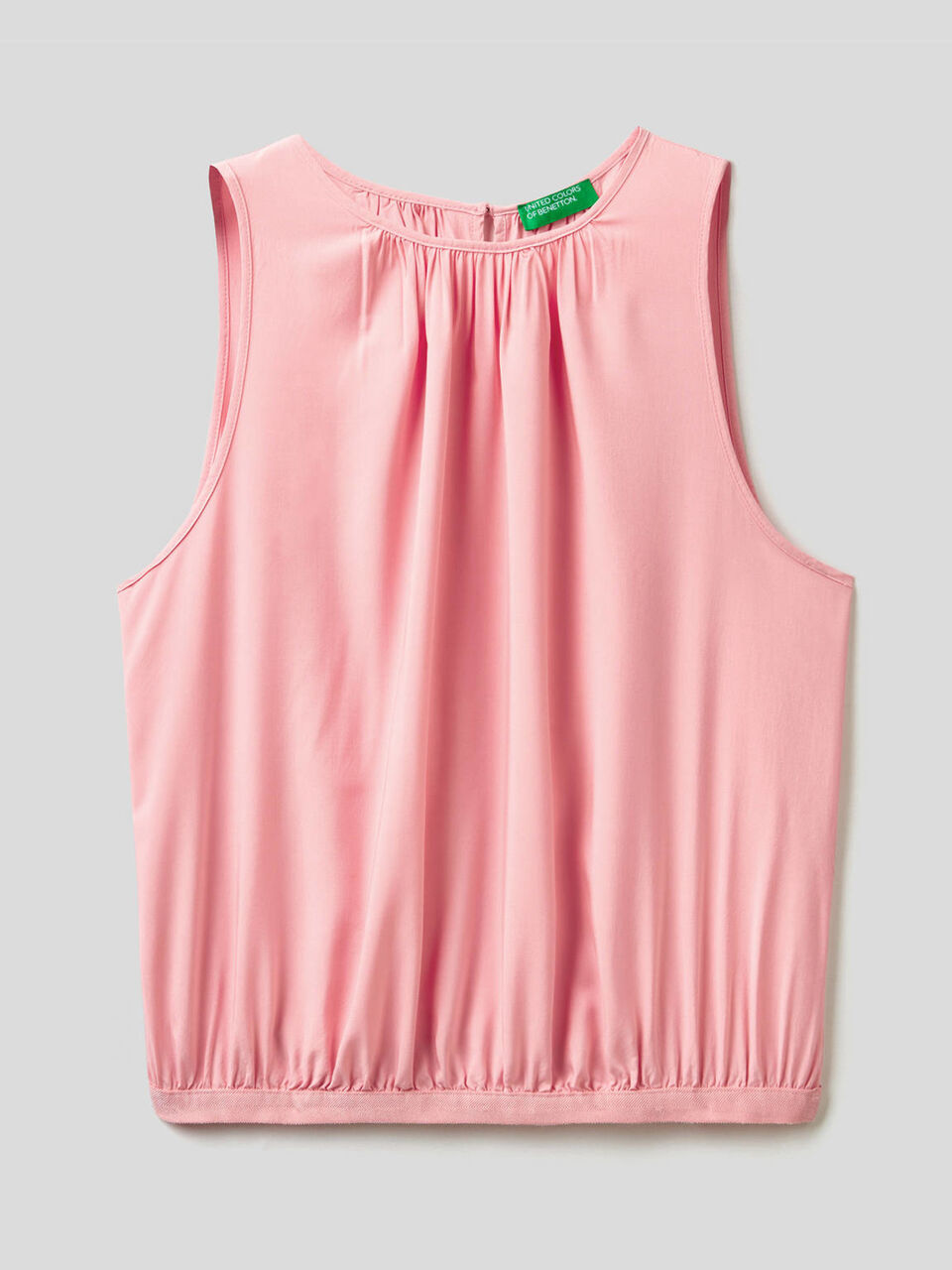 Blusa smanicata con arricciature image number 1