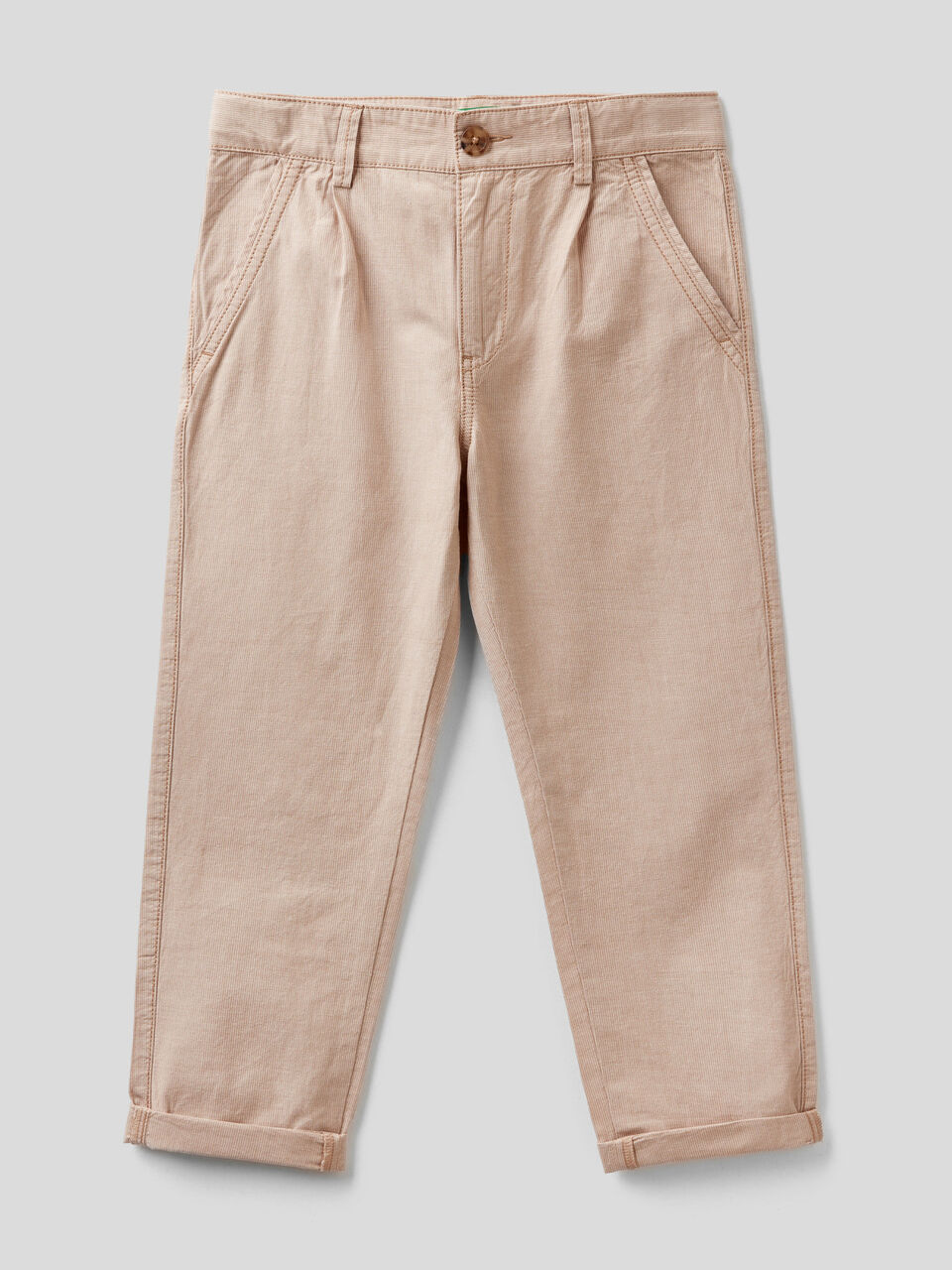 Pantaloni slim fit in misto lino image number 1