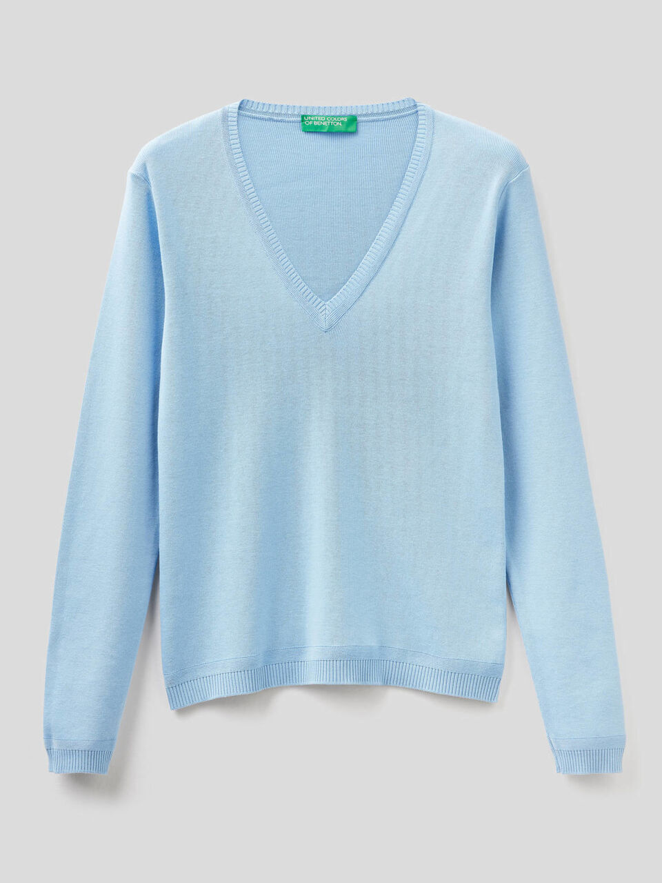 Maglia in puro cotone con scollo a V image number 1