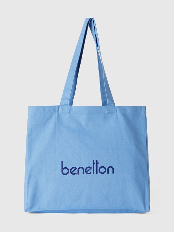 Tote bag azzurra in puro cotone