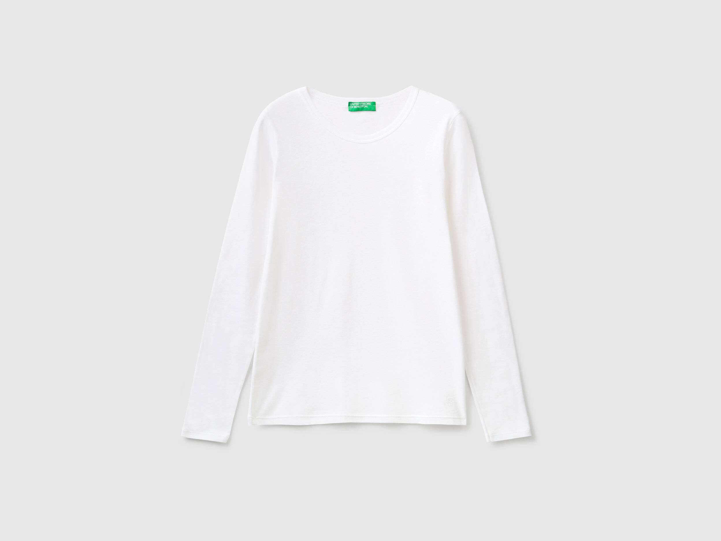 T shirt a manica lunga in puro cotone Bianco Donna Benetton