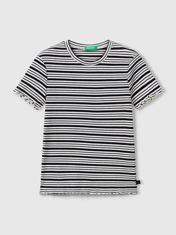 Maglietta a righe in cotone stretch Bambina