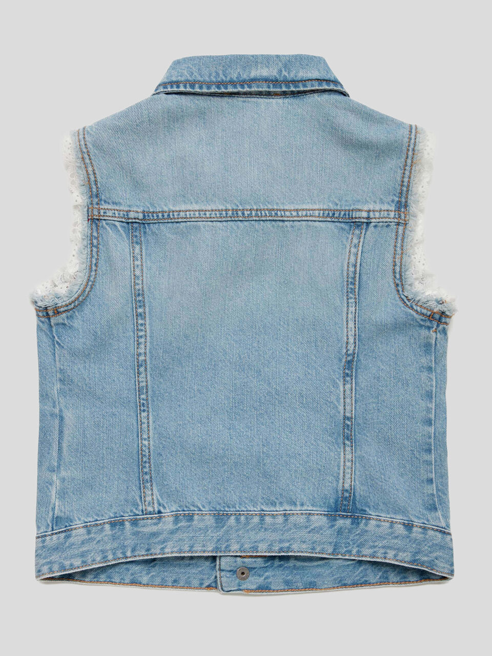 Gilet in denim con pizzo image number 2
