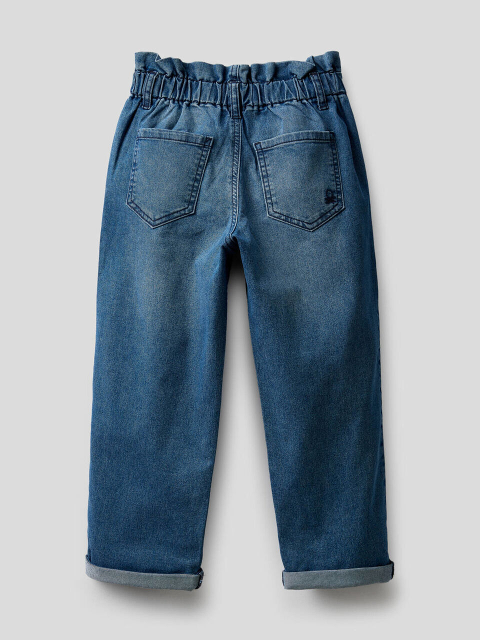 Jeans paperbag in misto cotone stretch image number 2