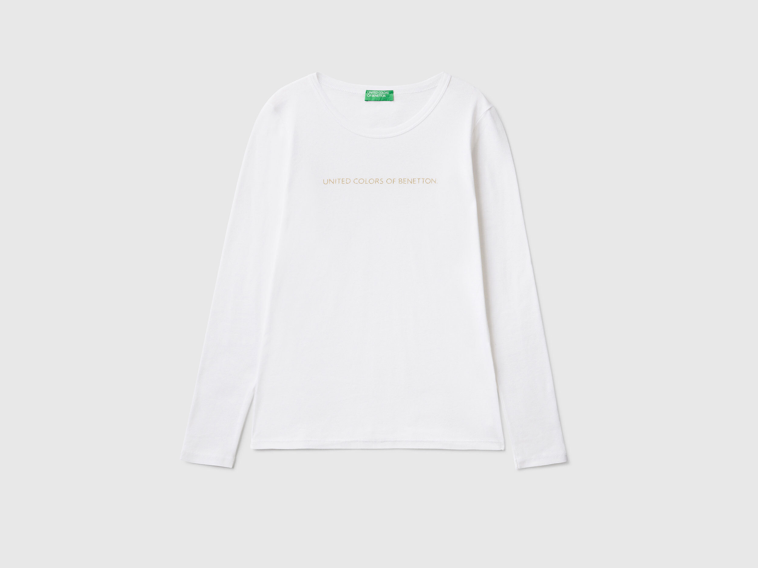 T shirt bianca a manica lunga 100 cotone Bianco Donna Benetton