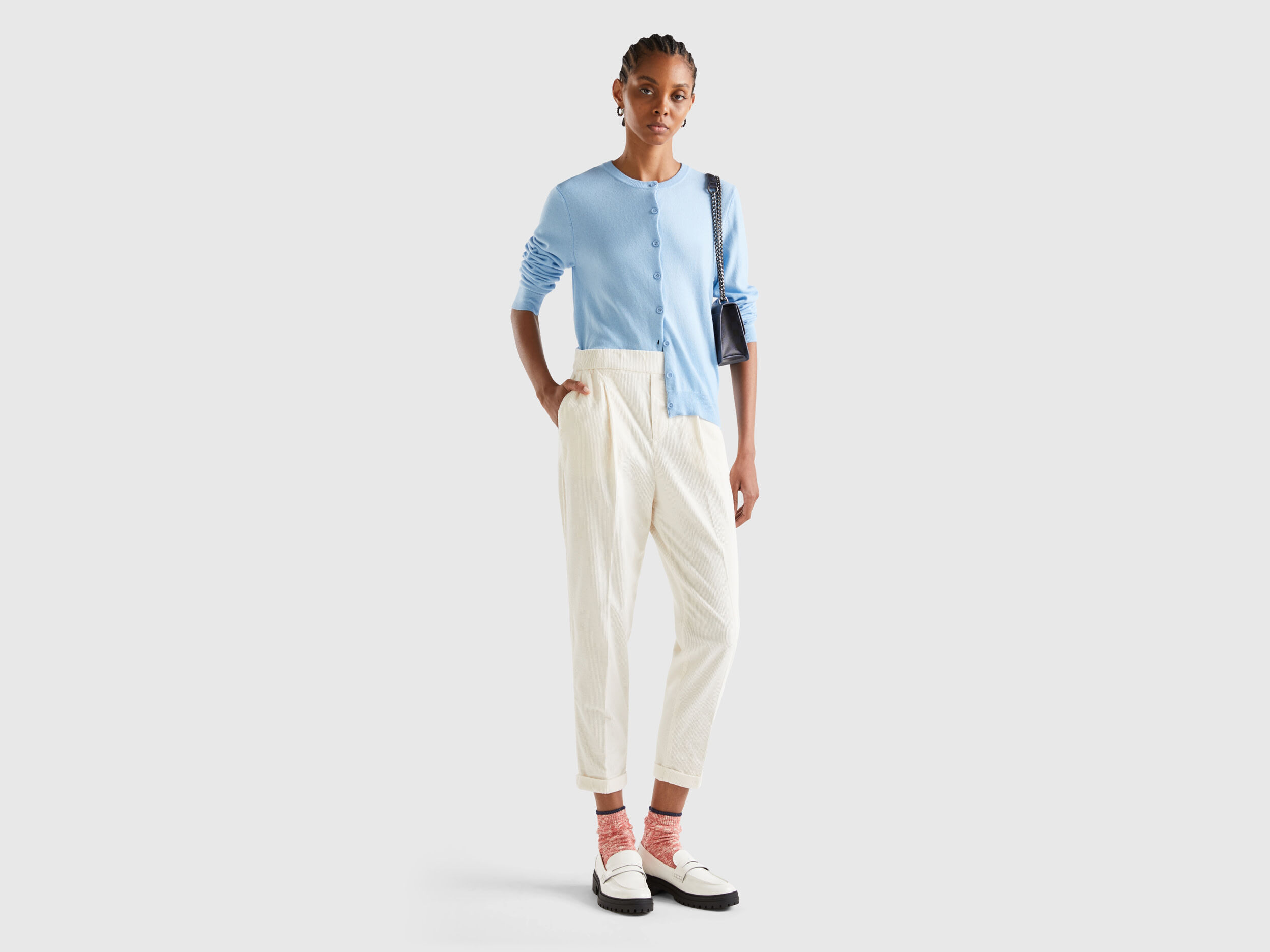 Benetton pantaloni velluto donna new arrivals