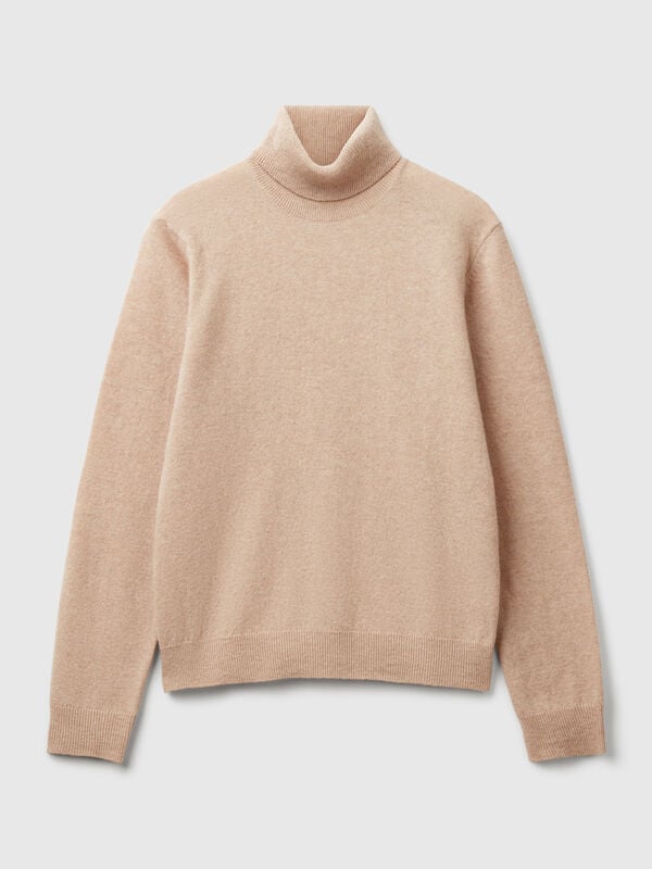 Maglione dolcevita beige in pura lana Merino Maglione dolcevita beige in pura lana Merino Donna