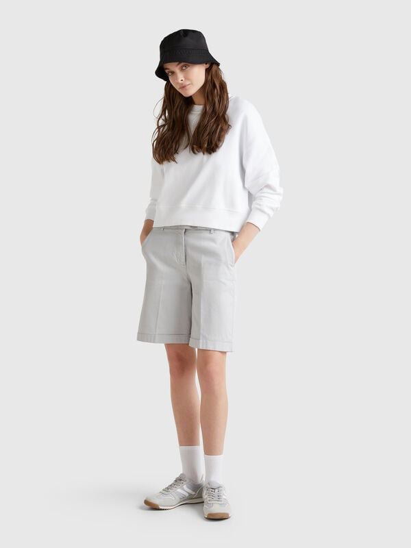 Bermuda con risvolto in cotone stretch Donna