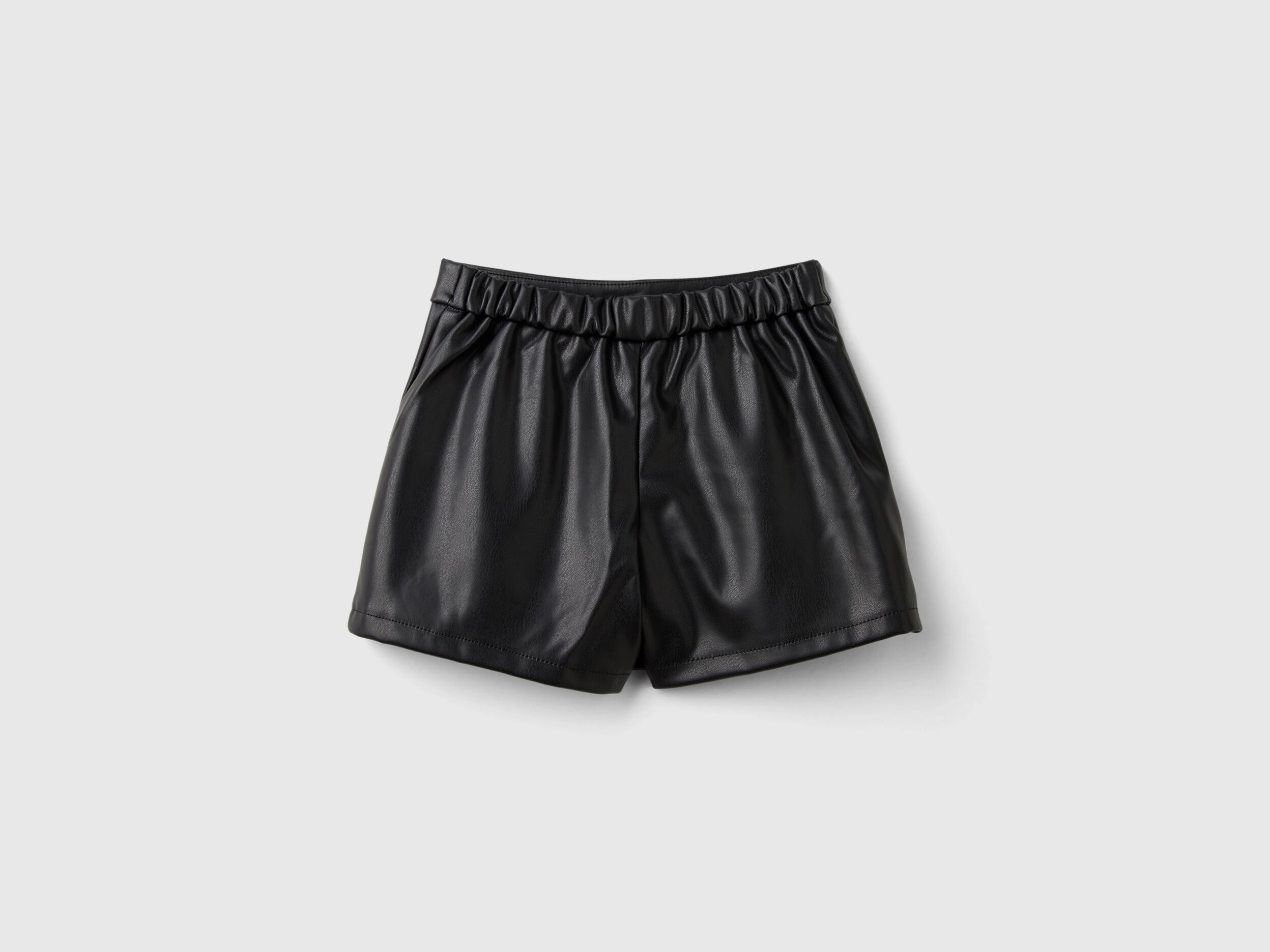 Gonna pantalone in tessuto spalmato Nero Benetton