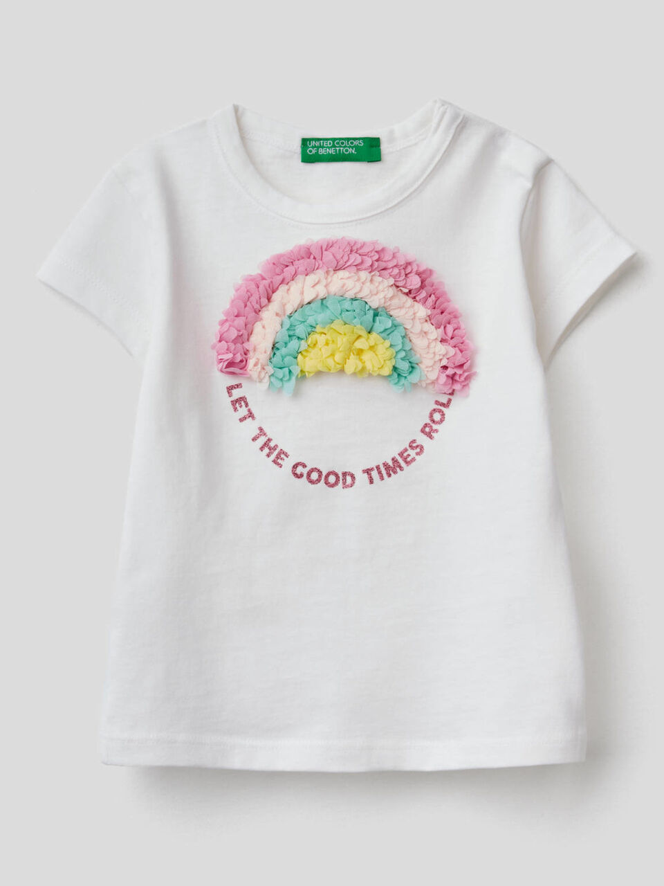 T-shirt con applicazione effetto petali image number 1