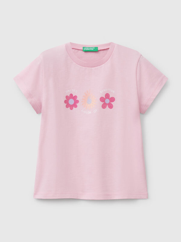 Maglietta con stampa glitter Bambina