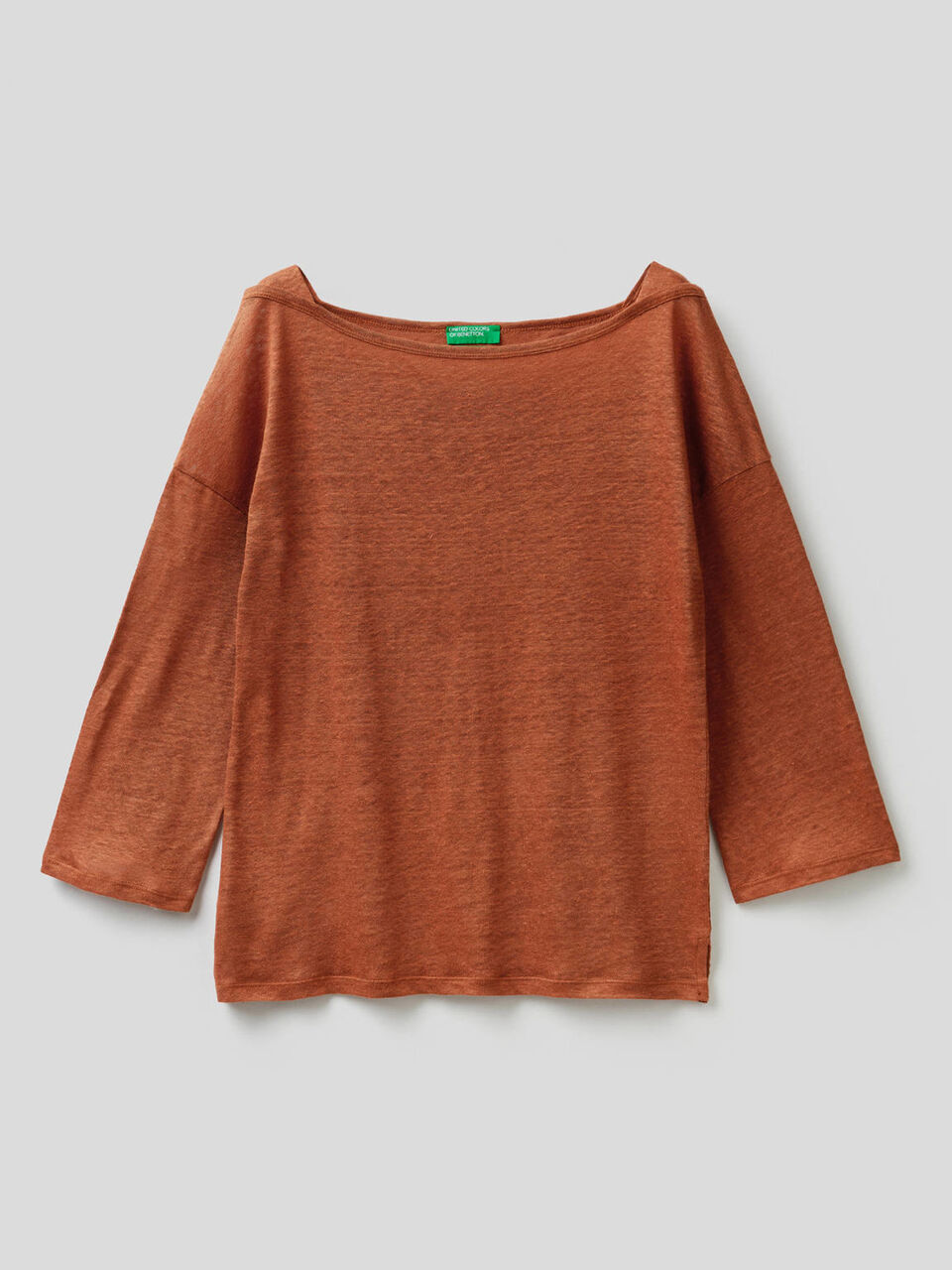 T-shirt in 100% lino con manica 3/4 image number null