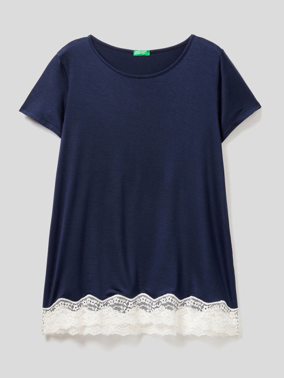 T-shirt fluida a manica corta con pizzo image number 1