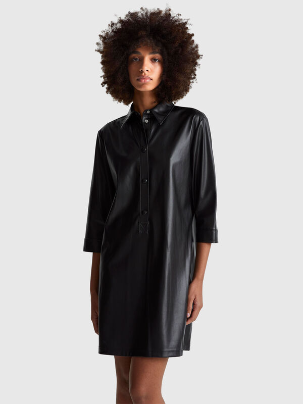 Vestito con colletto in tessuto spalmato Donna