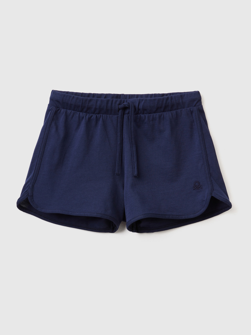 Benetton, Runner Style Shorts In Organic Cotton, Dark Blue, Kids