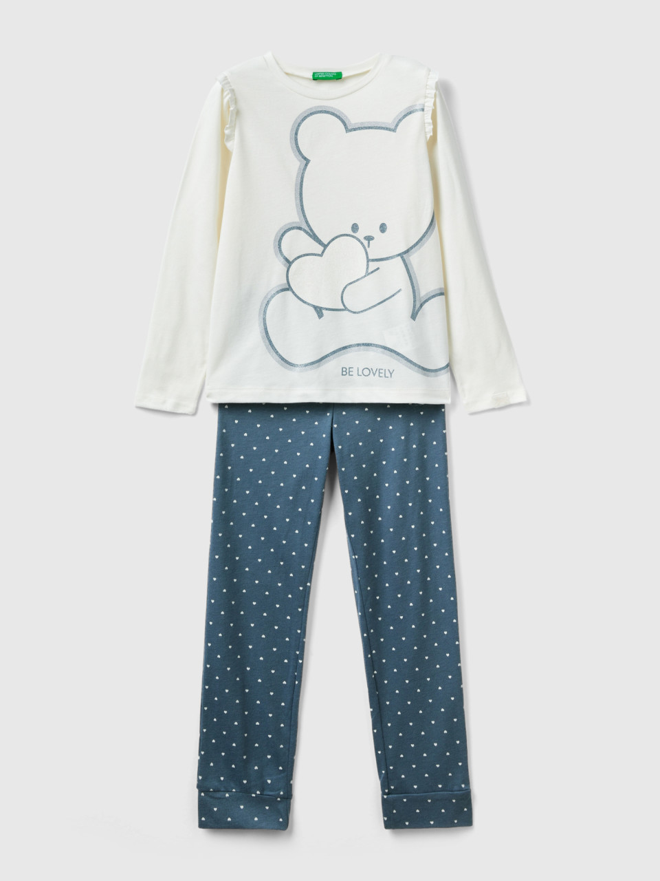 Benetton, Pyjamas With Flowers And Glitter, Multi-color, Kids